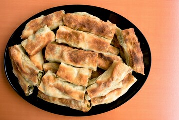 Homemade spinach pie on a plate