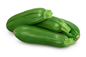 Fresh whole zucchini isolated on white background with clipping path and full depth of field