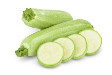 zucchini or marrow isolated on white background with clipping path and full depth of field
