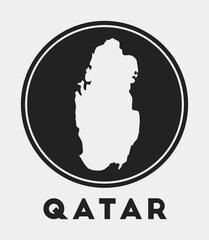 Qatar icon. Round logo with country map and title. Stylish Qatar badge with map. Vector illustration.