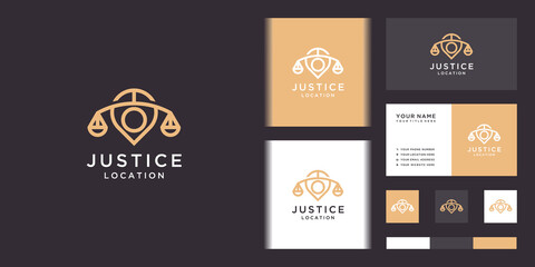 Lawyer location logo. icon and business card template