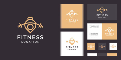 Fitness location logo. icon and business card template