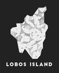 Lobos Island - communication network map of island. Lobos Island trendy geometric design on dark background. Technology, internet, network, telecommunication concept. Vector illustration.