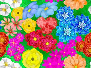 Seamless floral pattern with colorful colorful flowers.