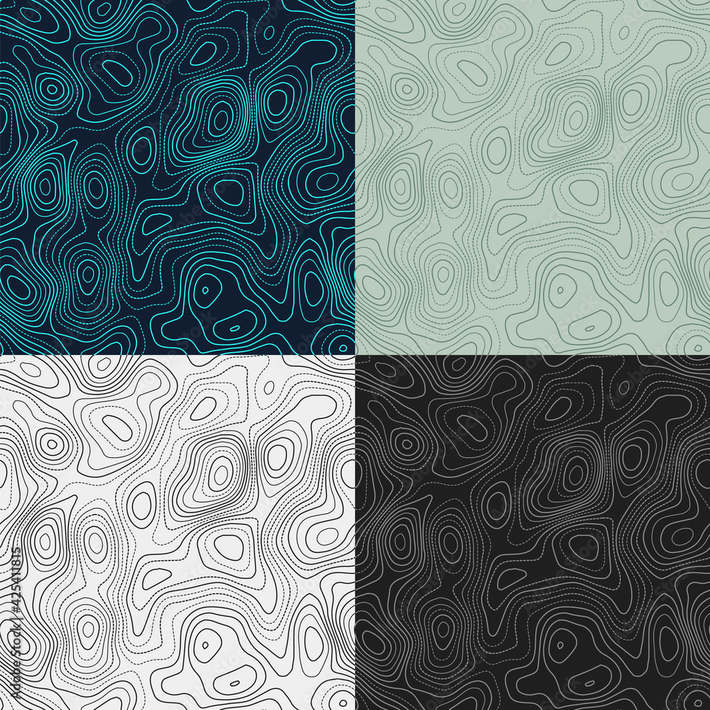 Poster topography patterns. seamless elevation map tiles. artistic isoline background. powerful tileable pa