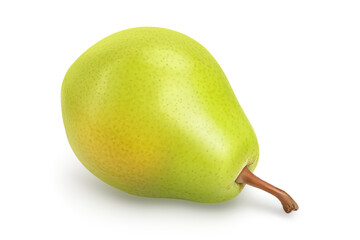 Green pear fruit isolated on white background with clipping path and full depth of field