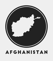 Afghanistan icon. Round logo with country map and title. Stylish Afghanistan badge with map. Vector illustration.