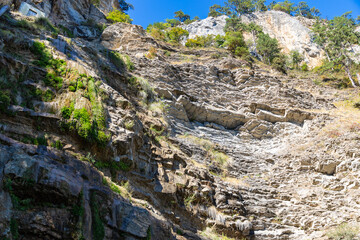 Dry in the summer the waterfall Uchan Su, Crimea