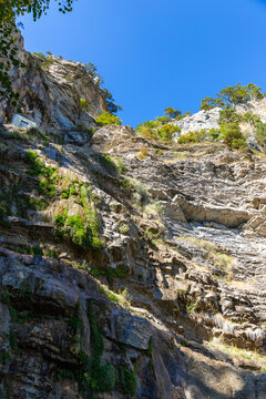 Dry in the summer the waterfall Uchan Su, Crimea