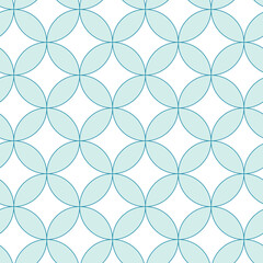 Seamless geometric pattern from circle and square. Light blue abstract background. Japanese seamless pattern. Vector retro illustration.