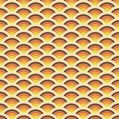 Traditional Japanese Folk Seigaiha seamless pattern. Vector Seamless Background. Retro colors.