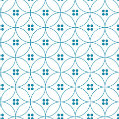 Seamless abstract modern geometric circle line pattern for elegant background. Blue geometric backdrop. Vector Japanese Pattern.