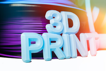 3d text symbol made of 3d printer and coil filament 3d printer