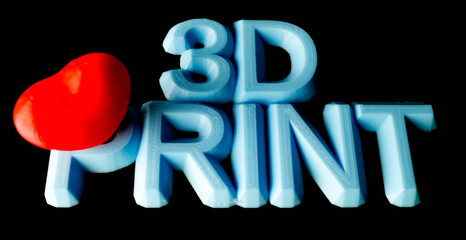3d text symbol made of 3d printer