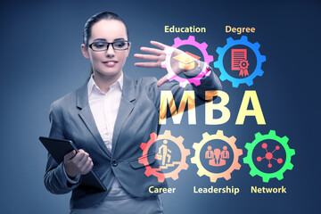 Businesswoman in Master of business administration concept