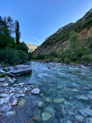 rapids on the river Ara, in the Aragonese Pyrenees, located in Huesca, Spain