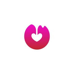 Letter O logo icon with melting love symbol design template