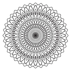 Cute Mandala. Ornamental round doodle flower isolated on white background. Geometric decorative ornament in ethnic oriental style.