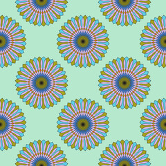 Fototapeta na wymiar Abstract seamless pattern with mandala flower. Mosaic, tile. Floral background.