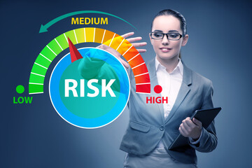 Businesswoman in risk metering and management concept
