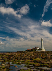 St Mary's Island and lighthouse in Northumberland