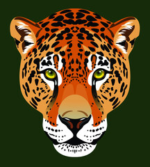 Leopard portrait, vector graphics, big predatory cat 