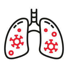 Coronavirus lungs linear icon isolated