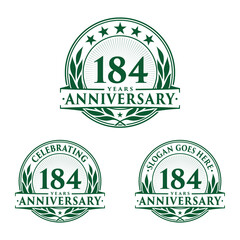 184 years anniversary logo set. 184th years anniversary celebration logotype. Vector and illustration. 
