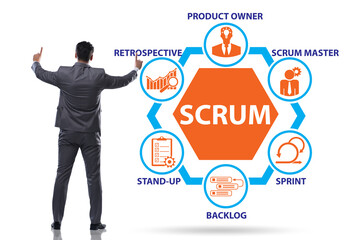 Businessman in SCRUM agile method concept