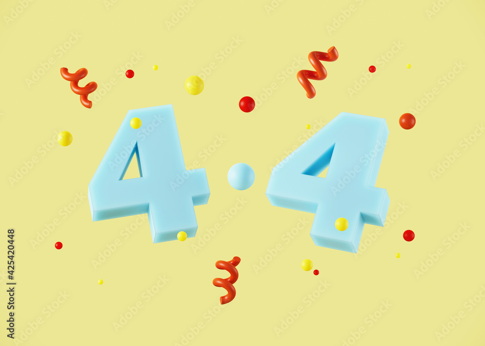 Poster abstract background for online and shopping concept. blue 4.4 alphabet letters on blue background. 3