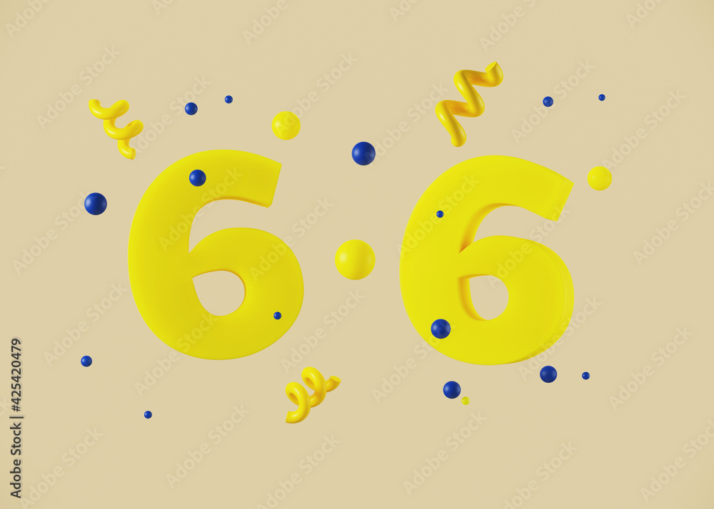 Poster abstract background for online and shopping concept. yellow 6.6 alphabet letters on beige background