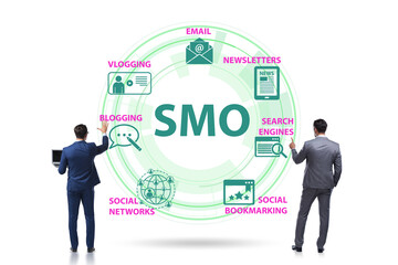 Social media optimisation concept with businessman