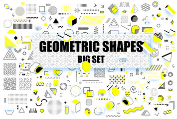 Abstract  modern geometric shapes. Universal trend memphis style graphic symbols. Trendy graphic element. Different shape funky graphic silhouette for design. Vector illustration © ZinetroN