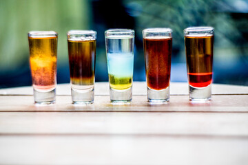 glass of colored drinks