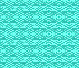 Illustration pale teal cubes with squares pattern background that is seamless