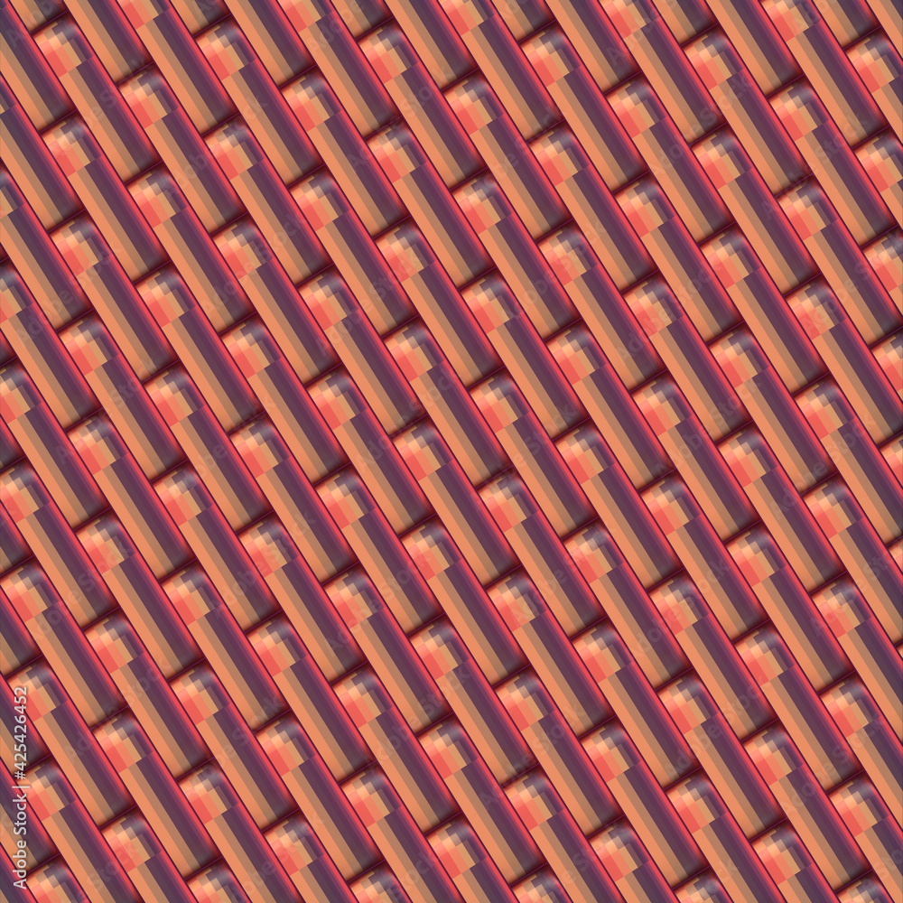 Poster diagonal geometric background of rounded rectangles with trendy multi colored gradient 3d rendering 