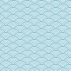 Japanese seamless wave pattern. Oriental New Year background. Vector illustration.