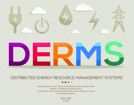 DERMS Mean (Distributed Energy Resource Management Systems) Energy Acronyms ,letters And Icons ,Vector Illustration.
