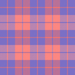 Easter Tartan plaid. Scottish pattern in red and violet cage. Scottish cage. Traditional Scottish checkered background. Seamless fabric texture. Vector illustration