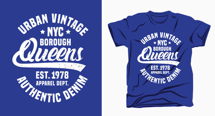 New york city borough queens typography for t shirt design