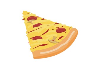 Pizza slice. Simple flat illustration in isometric view.