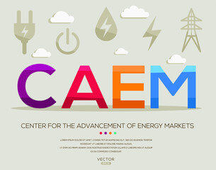 Fototapeta premium CAEM mean (Center for the Advancement of Energy Markets) Energy acronyms ,letters and icons ,Vector illustration. 