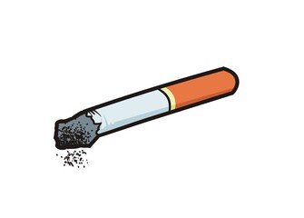 Cigarette with black outline on white background.