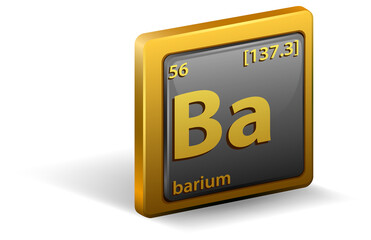 Barium chemical element. Chemical symbol with atomic number and atomic mass.