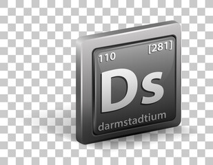 Darmstadtium chemical element. Chemical symbol with atomic number and atomic mass.
