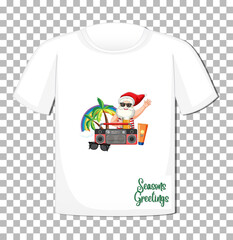 Santa Claus cartoon character in Christmas Summer theme on t-shirt on transparent background