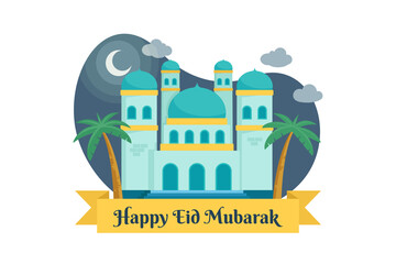 Flat eid al-fitr - eid mubarak illustration