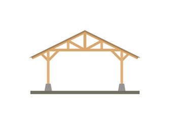 Canopy building with wooden frame. Simple illustration