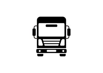 Big vehicle front view. Simple illustration in black and white.