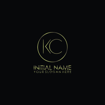 KC Initials handwritten minimalistic logo template vector	
